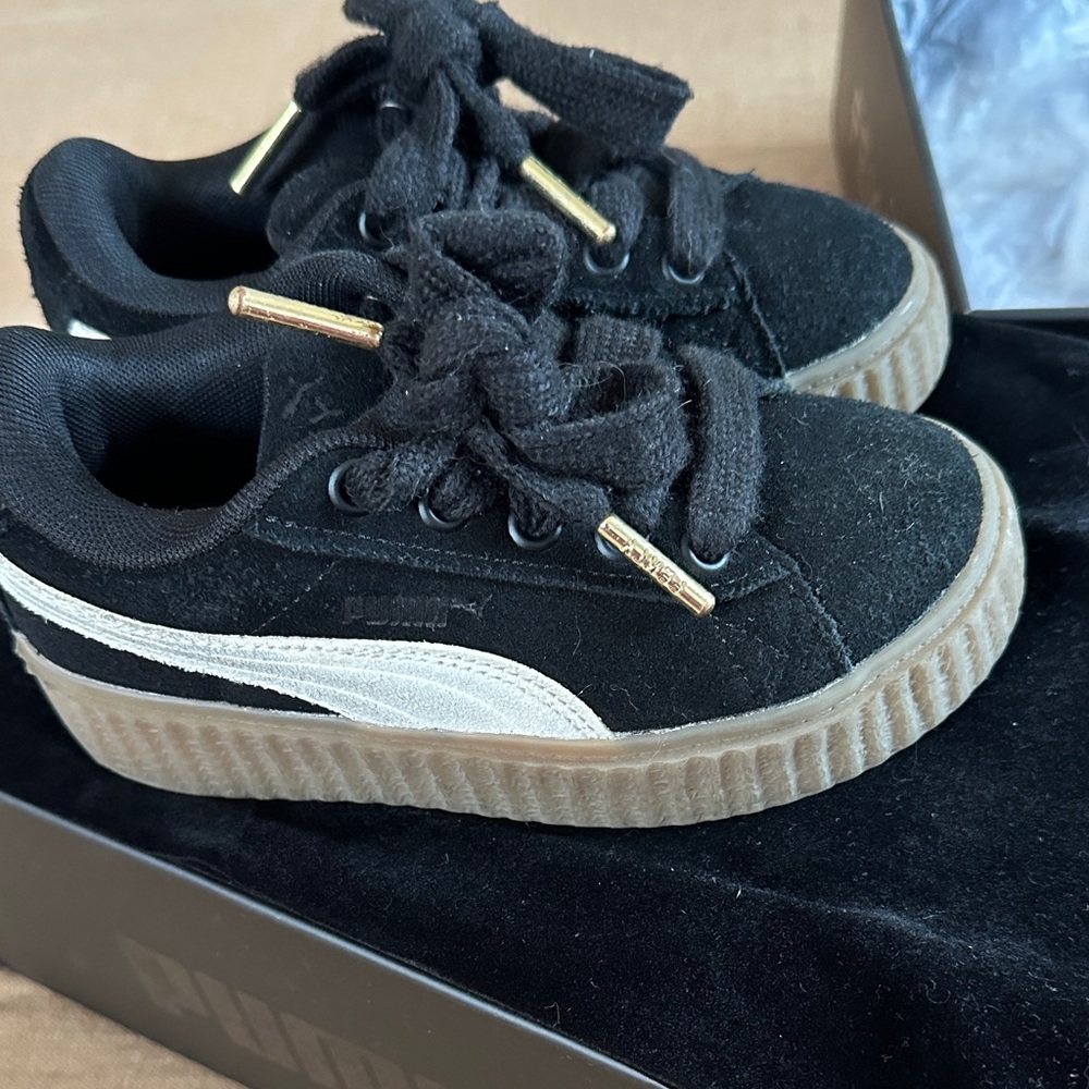 PUMA Kids Black and Cream Sneakers